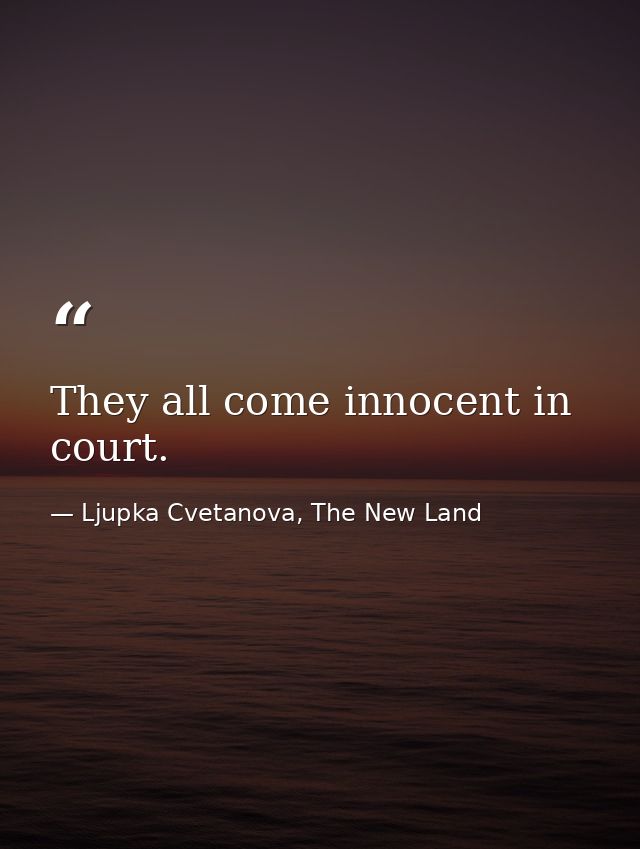 They all come innocent in court. — Ljupka Cvetanova, The New Land
