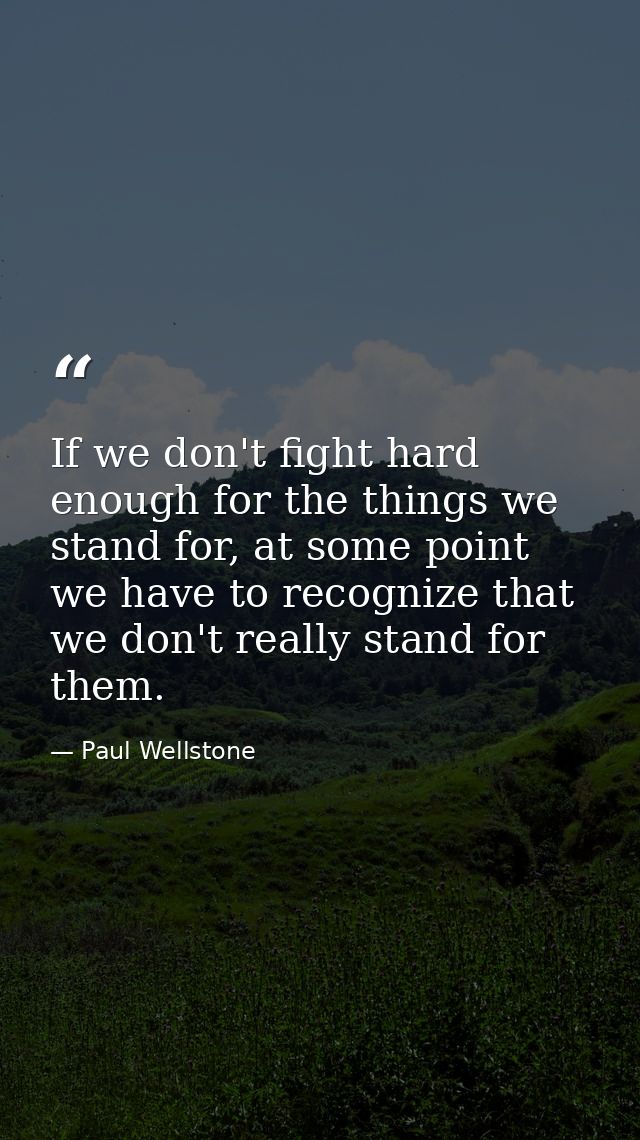 If we don't fight hard enough for the things we stand for, at some point we have to recognize that we don't really stand — Paul Wellstone