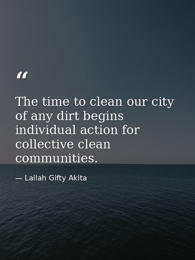 The time to clean our city of any dirt begins individual action for collective clean communities. — Lailah Gifty Akita