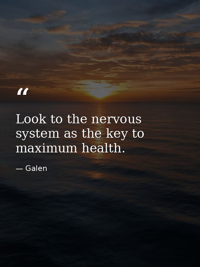 Look to the nervous system as the key to maximum health. — Galen