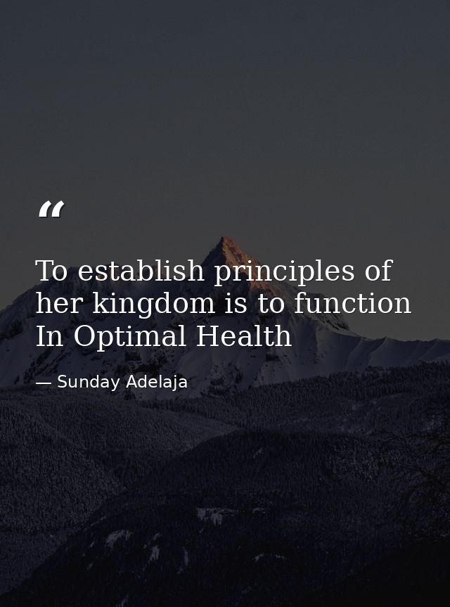 To establish principles of her kingdom is to function In Optimal Health — Sunday Adelaja