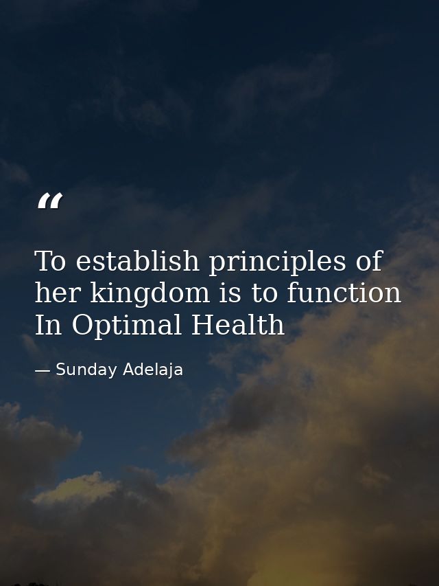 To establish principles of her kingdom is to function In Optimal Health — Sunday Adelaja