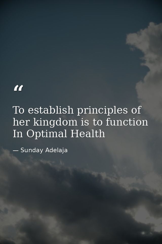 To establish principles of her kingdom is to function In Optimal Health — Sunday Adelaja