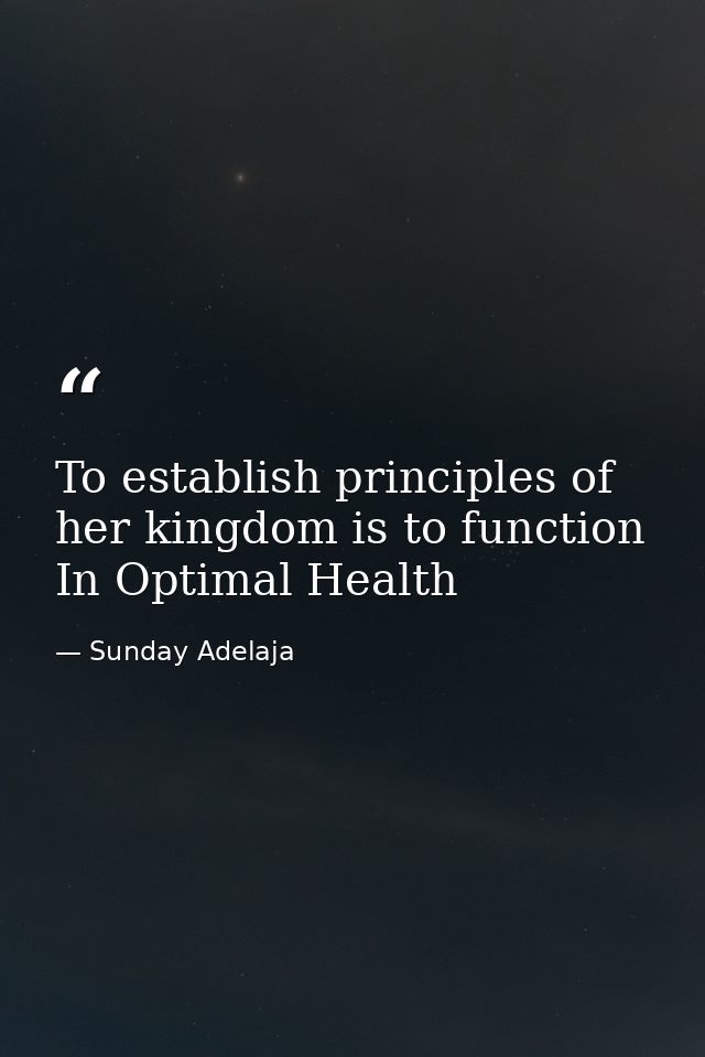 To establish principles of her kingdom is to function In Optimal Health — Sunday Adelaja