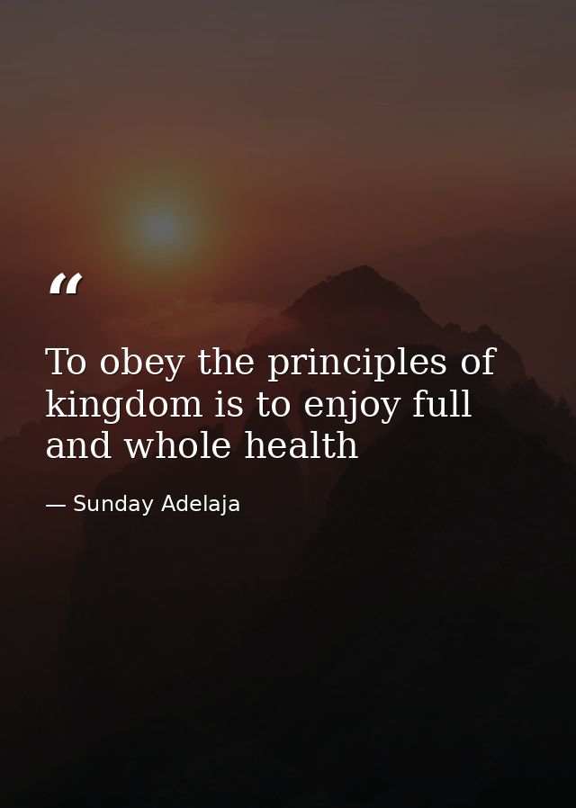 To obey the principles of kingdom is to enjoy full and whole health — Sunday Adelaja
