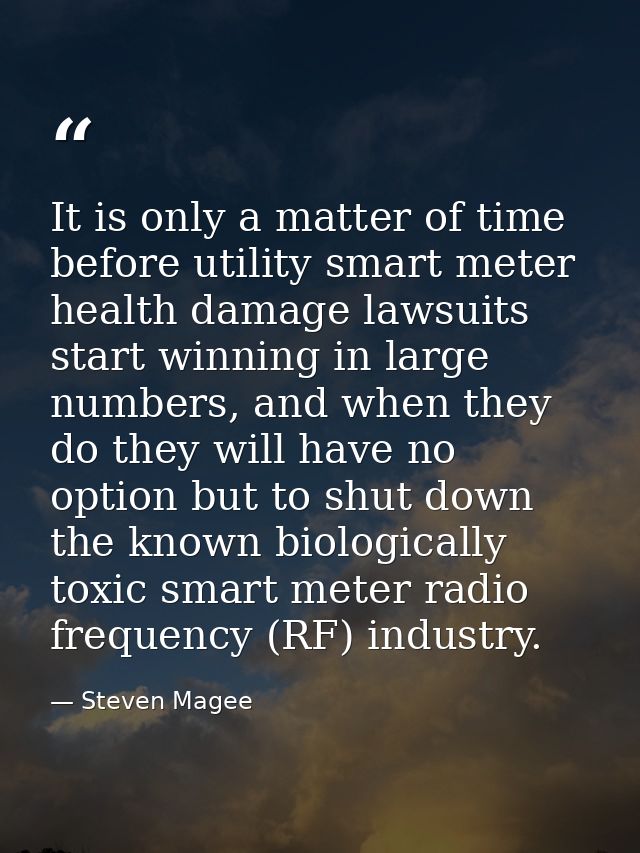 It is only a matter of time before utility smart meter health damage lawsuits start winning in large numbers, and when t — Steven Magee