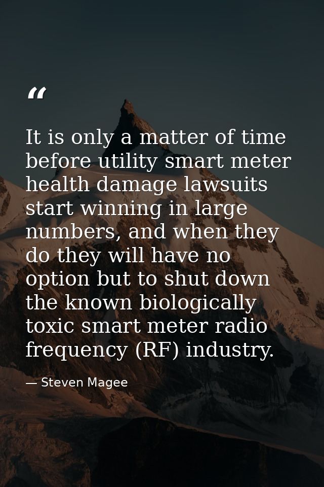 It is only a matter of time before utility smart meter health damage lawsuits start winning in large numbers, and when t — Steven Magee