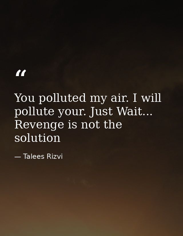 You polluted my air. I will pollute your. Just Wait... Revenge is not the solution — Talees Rizvi