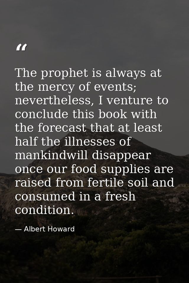 The prophet is always at the mercy of events; nevertheless, I venture to conclude this book with the forecast that at le — Albert Howard
