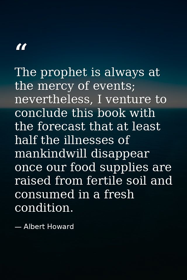The prophet is always at the mercy of events; nevertheless, I venture to conclude this book with the forecast that at le — Albert Howard