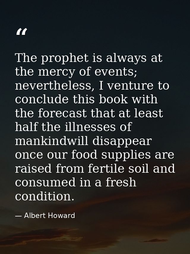 The prophet is always at the mercy of events; nevertheless, I venture to conclude this book with the forecast that at le — Albert Howard