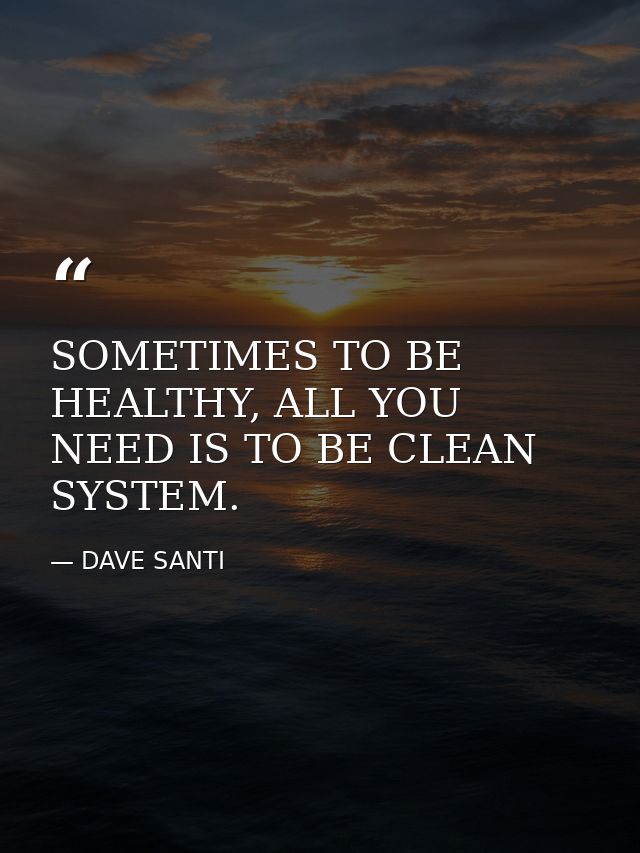 SOMETIMES TO BE HEALTHY, ALL YOU NEED IS TO BE CLEAN SYSTEM. — DAVE SANTI