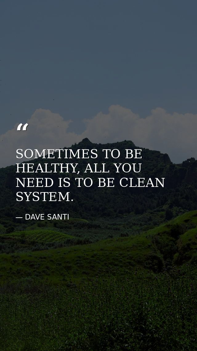 SOMETIMES TO BE HEALTHY, ALL YOU NEED IS TO BE CLEAN SYSTEM. — DAVE SANTI
