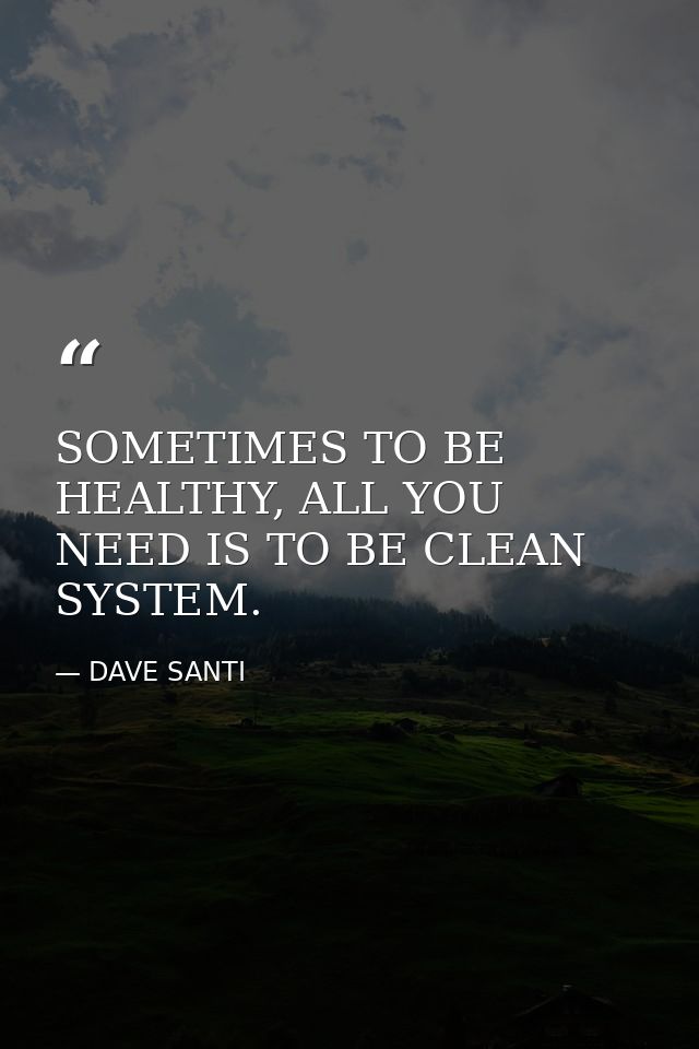 SOMETIMES TO BE HEALTHY, ALL YOU NEED IS TO BE CLEAN SYSTEM. — DAVE SANTI