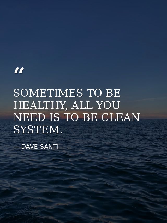 SOMETIMES TO BE HEALTHY, ALL YOU NEED IS TO BE CLEAN SYSTEM. — DAVE SANTI
