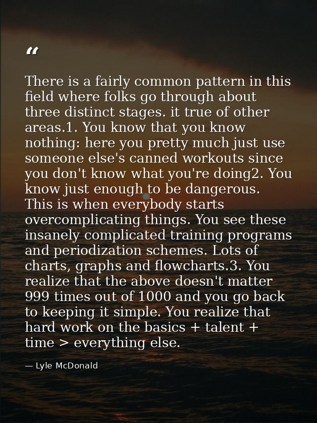 There is a fairly common pattern in this field where folks go through about three distinct stages. it true of other area — Lyle McDonald
