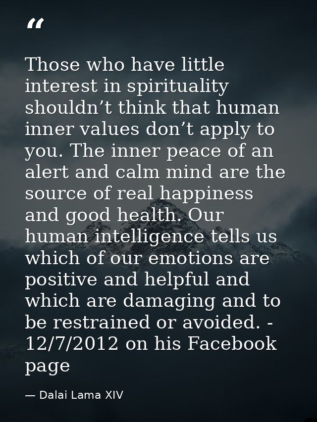 Those who have little interest in spirituality shouldn’t think that human inner values don’t apply to you. The inner pea — Dalai Lama XIV