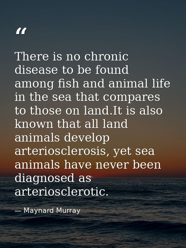 There is no chronic disease to be found among fish and animal life in the sea that compares to those on land.It is also  — Maynard Murray