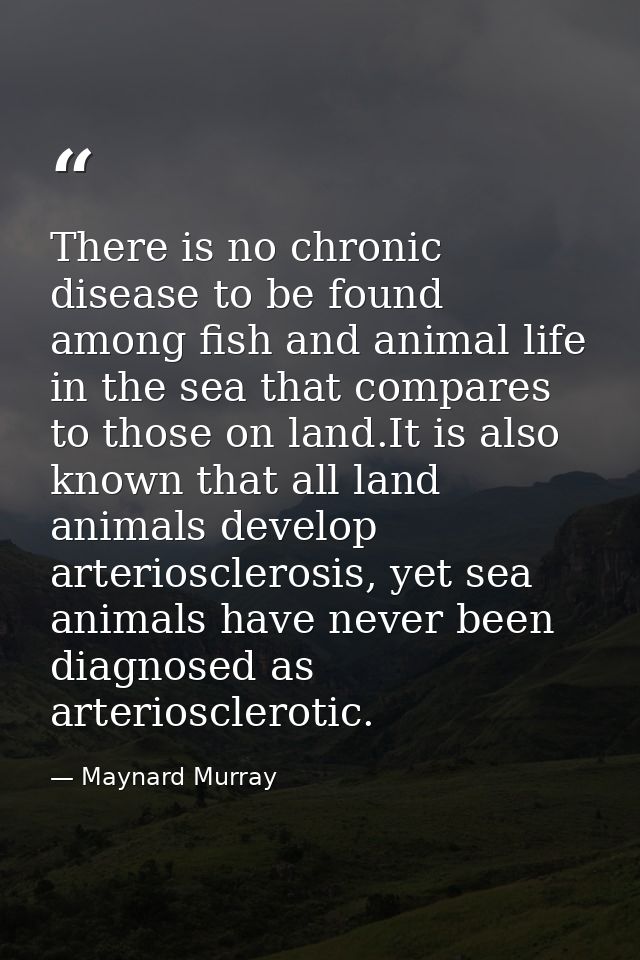 There is no chronic disease to be found among fish and animal life in the sea that compares to those on land.It is also  — Maynard Murray