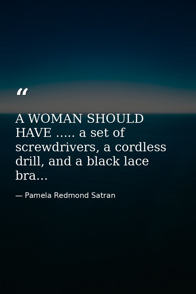 A WOMAN SHOULD HAVE ..... a set of screwdrivers, a cordless drill, and a black lace bra... — Pamela Redmond Satran