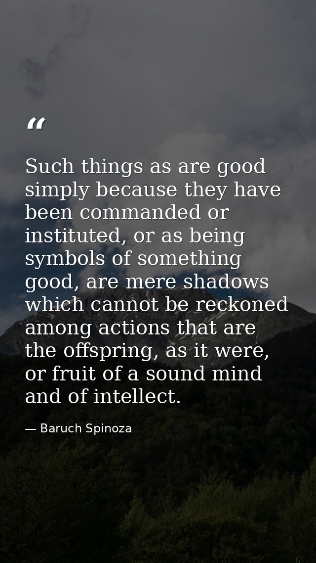 Such things as are good simply because they have been commanded or instituted, or as being symbols of something good, ar — Baruch Spinoza