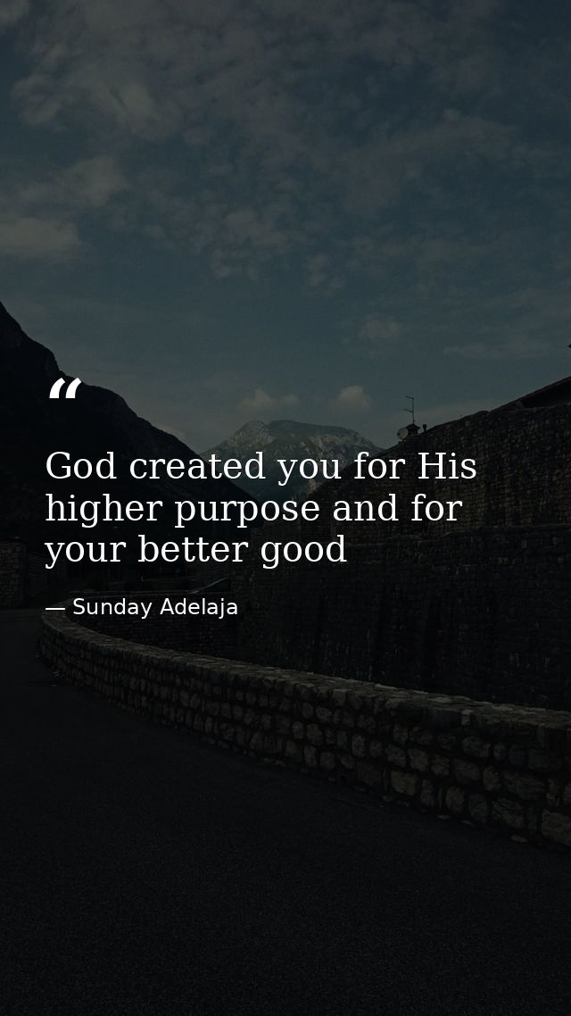 God created you for His higher purpose and for your better good — Sunday Adelaja