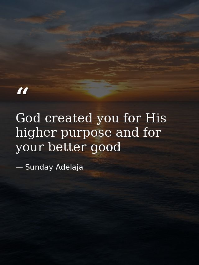 God created you for His higher purpose and for your better good — Sunday Adelaja