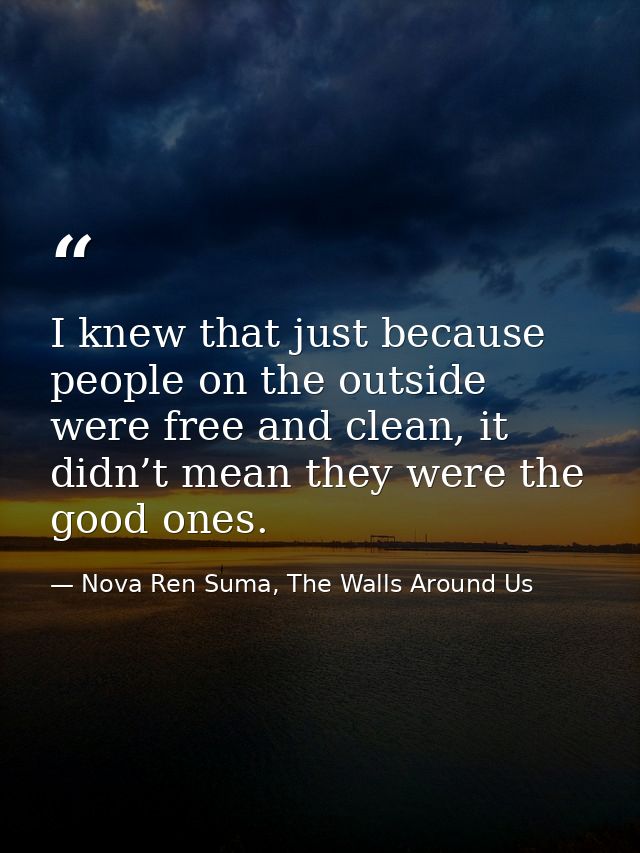 I knew that just because people on the outside were free and clean, it didn’t mean they were the good ones. — Nova Ren Suma, The Walls Around Us