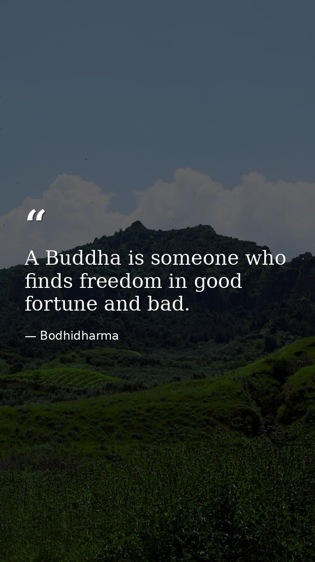 A Buddha is someone who finds freedom in good fortune and bad. — Bodhidharma
