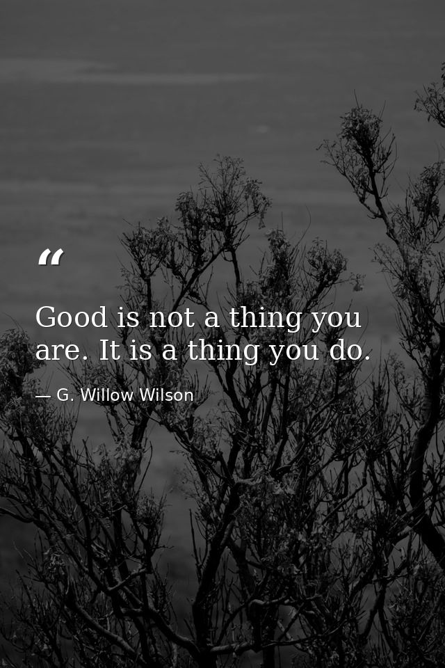 Good is not a thing you are. It is a thing you do. — G. Willow Wilson