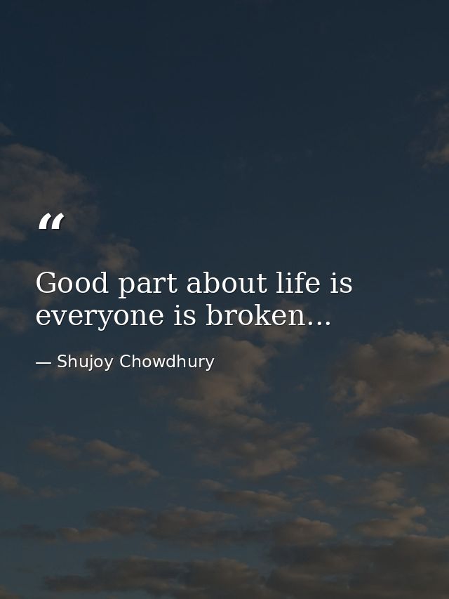 Good part about life is everyone is broken... — Shujoy Chowdhury