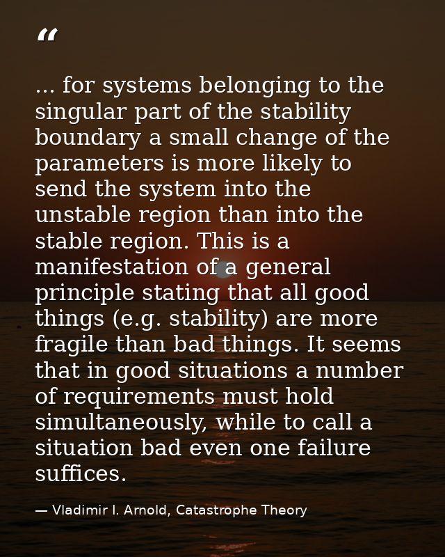 ... for systems belonging to the singular part of the stability boundary a small change of the parameters is more likely — Vladimir I. Arnold, Catastrophe Theory