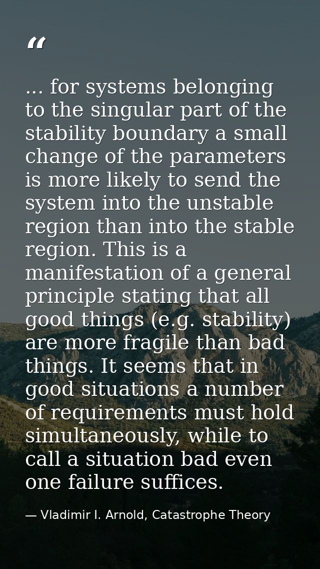 ... for systems belonging to the singular part of the stability boundary a small change of the parameters is more likely — Vladimir I. Arnold, Catastrophe Theory