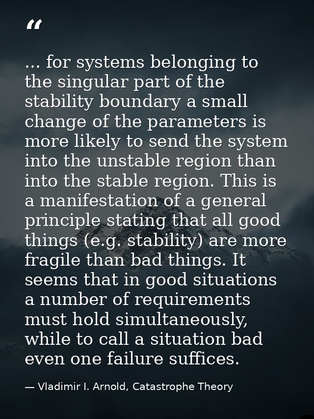 ... for systems belonging to the singular part of the stability boundary a small change of the parameters is more likely — Vladimir I. Arnold, Catastrophe Theory