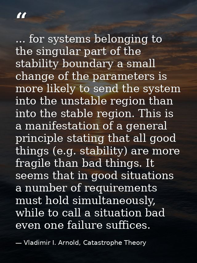 ... for systems belonging to the singular part of the stability boundary a small change of the parameters is more likely — Vladimir I. Arnold, Catastrophe Theory