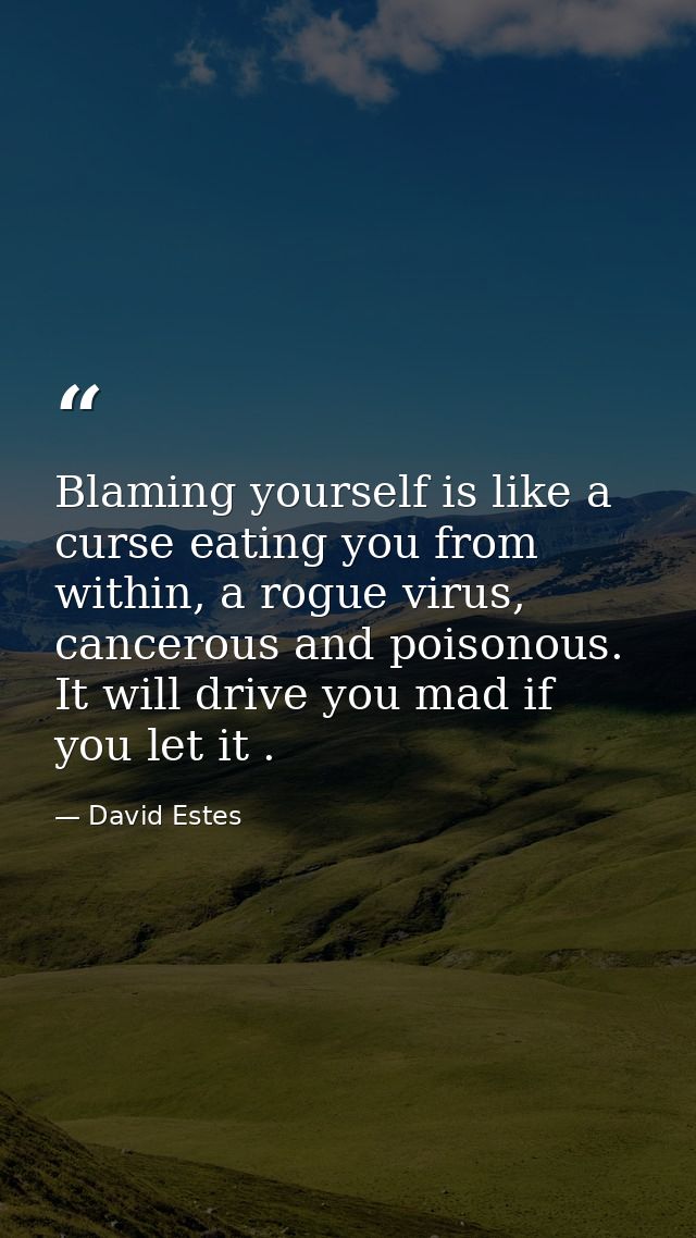 Blaming yourself is like a curse eating you from within, a rogue virus, cancerous and poisonous. It will drive you mad i — David Estes