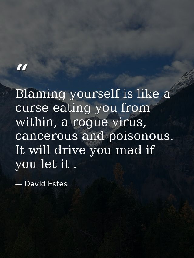 Blaming yourself is like a curse eating you from within, a rogue virus, cancerous and poisonous. It will drive you mad i — David Estes