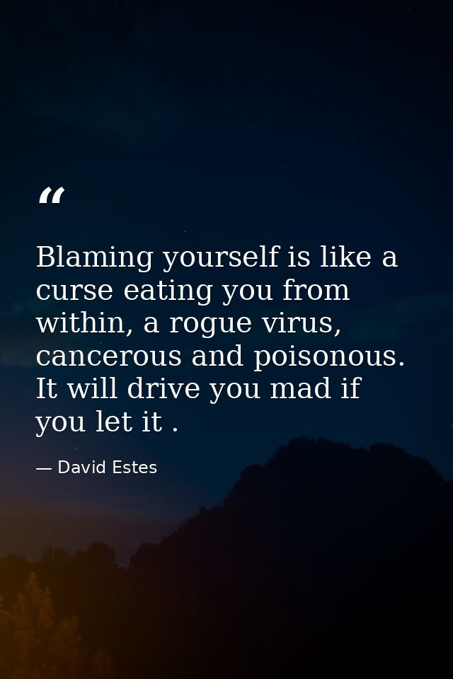 Blaming yourself is like a curse eating you from within, a rogue virus, cancerous and poisonous. It will drive you mad i — David Estes