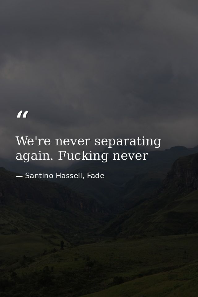 We're never separating again. Fucking never — Santino Hassell, Fade