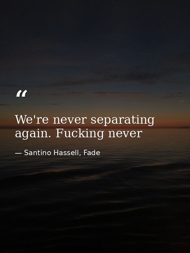 We're never separating again. Fucking never — Santino Hassell, Fade