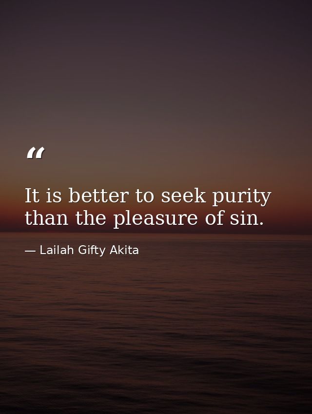 It is better to seek purity than the pleasure of sin. — Lailah Gifty Akita