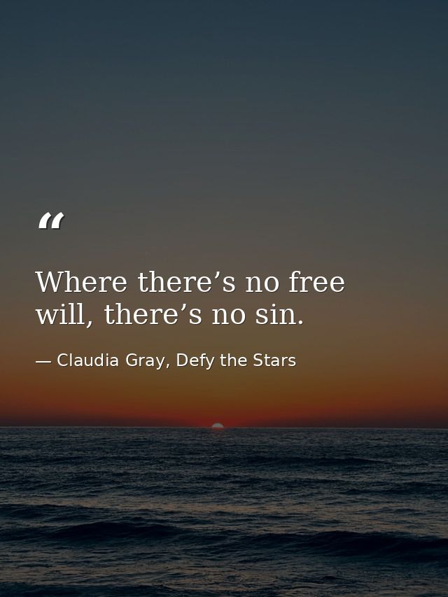 Where there’s no free will, there’s no sin. — Claudia Gray, Defy the Stars
