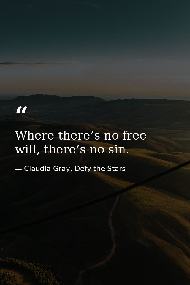 Where there’s no free will, there’s no sin. — Claudia Gray, Defy the Stars
