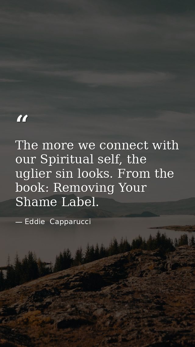 The more we connect with our Spiritual self, the uglier sin looks. From the book: Removing Your Shame Label. — Eddie  Capparucci