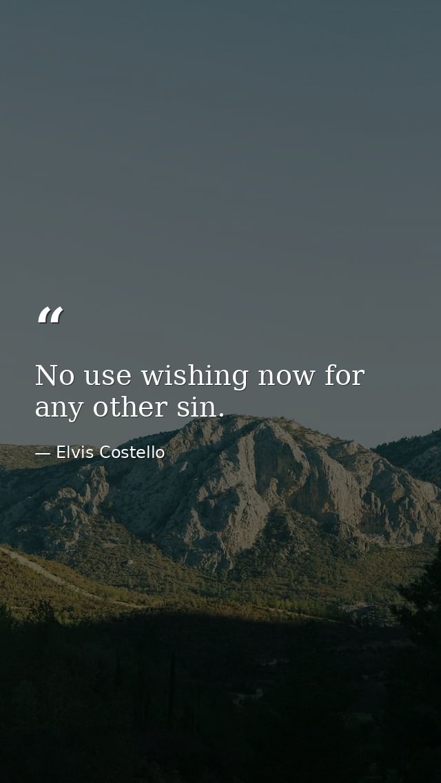 No use wishing now for any other sin. — Elvis Costello