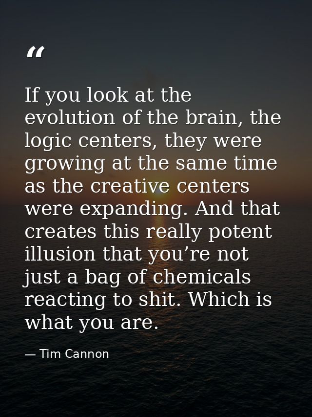 If you look at the evolution of the brain, the logic centers, they were growing at the same time as the creative centers — Tim Cannon