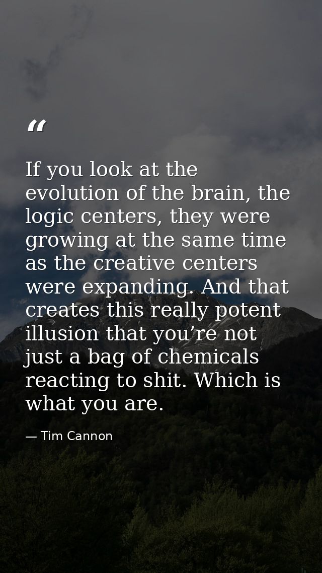 If you look at the evolution of the brain, the logic centers, they were growing at the same time as the creative centers — Tim Cannon