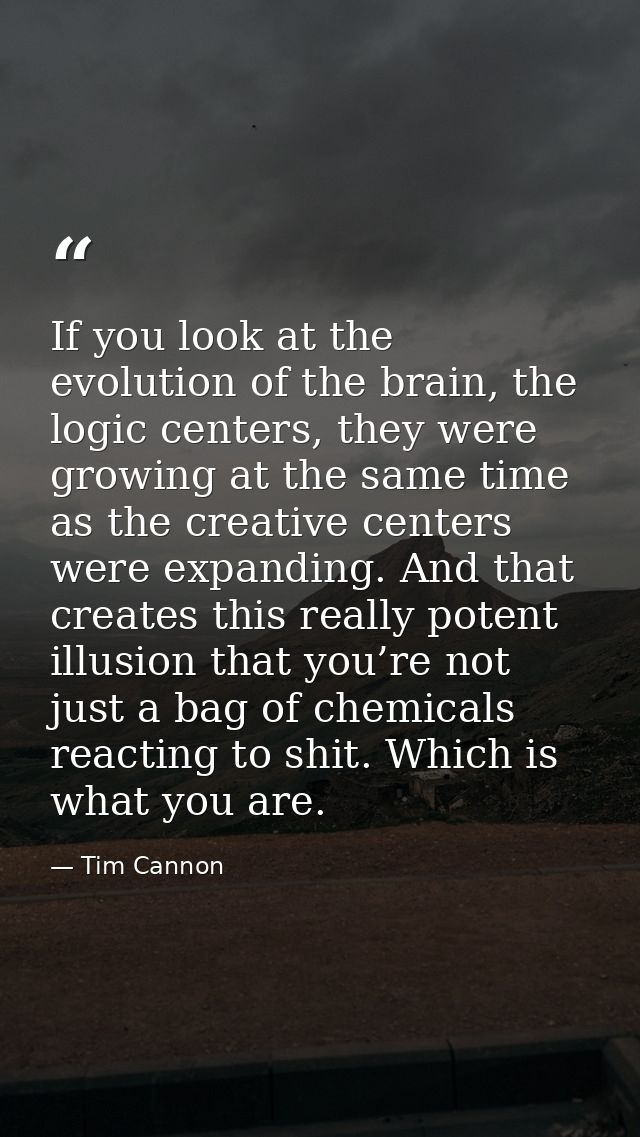 If you look at the evolution of the brain, the logic centers, they were growing at the same time as the creative centers — Tim Cannon