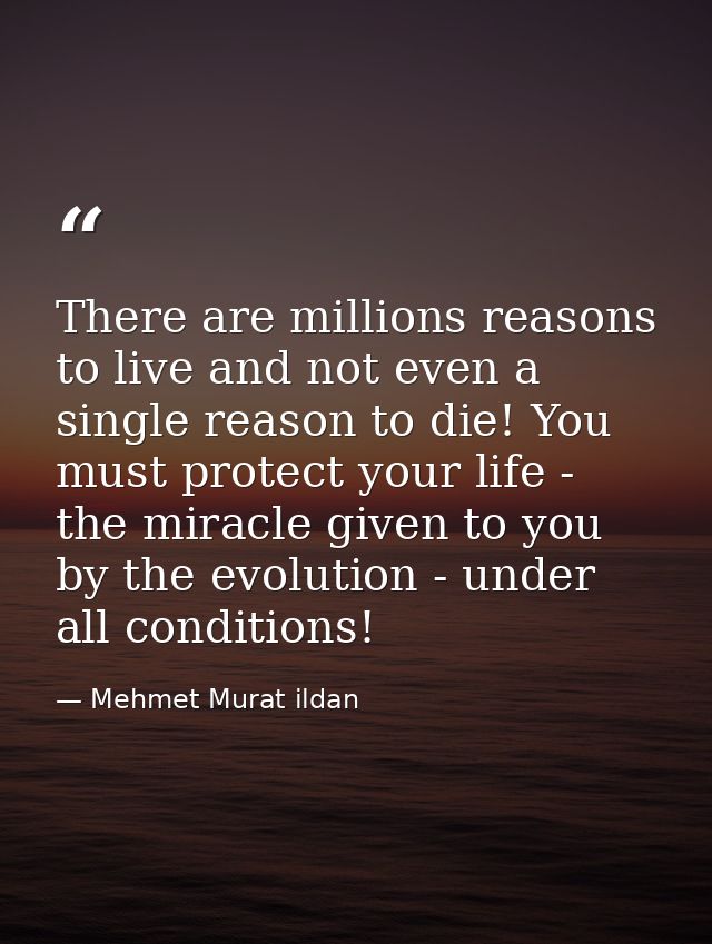There are millions reasons to live and not even a single reason to die! You must protect your life - the miracle given t — Mehmet Murat ildan
