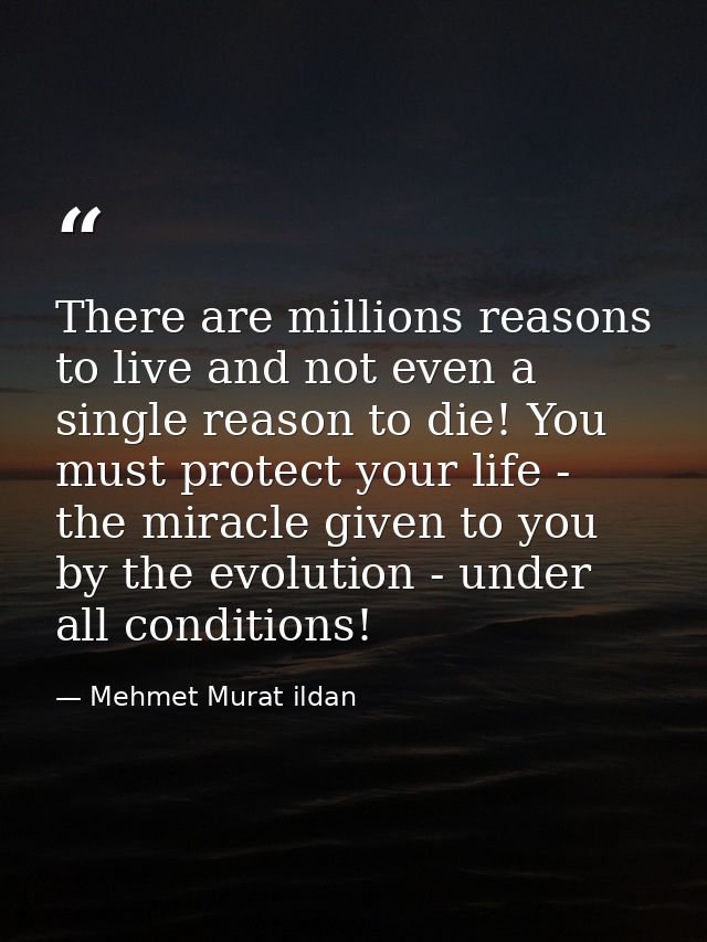 There are millions reasons to live and not even a single reason to die! You must protect your life - the miracle given t — Mehmet Murat ildan